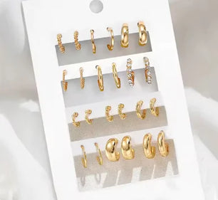 Trendy Gold Vintage Circle Hoop Earrings Set