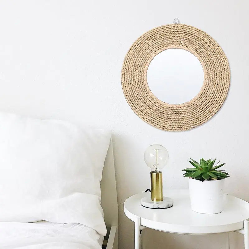 Rattan Woven Mirror Circle