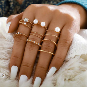 Boho Fashion Crystal Joint Ring Set