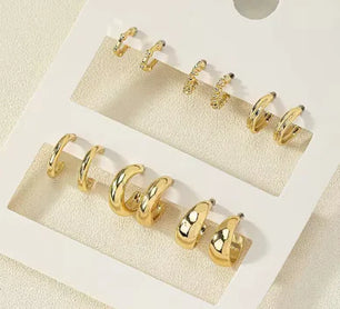 Trendy Gold Vintage Circle Hoop Earrings Set