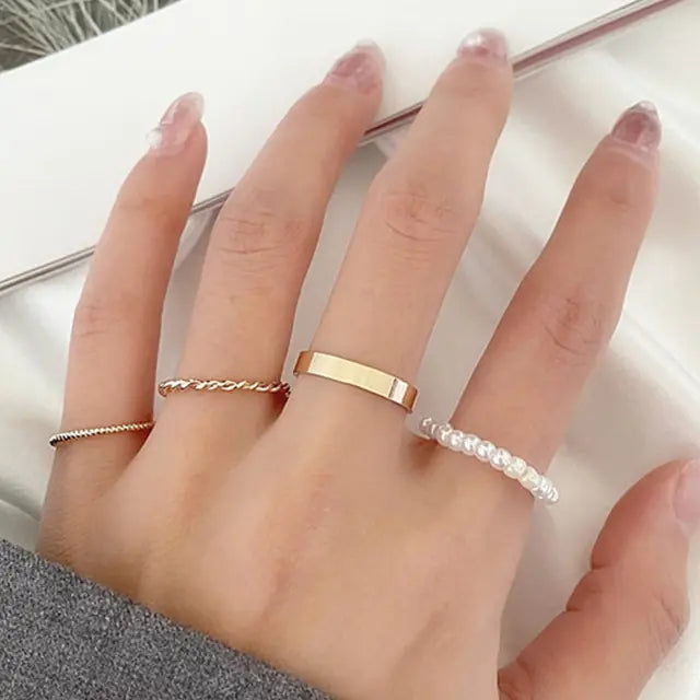 Boho Fashion Crystal Joint Ring Set