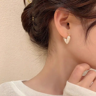 Trendy Jewelry Shiny Heart Earrings