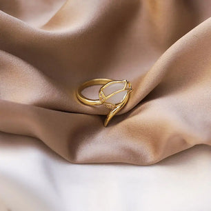 Luxury Rose Flower Adjustable Leaf Inspired Ring