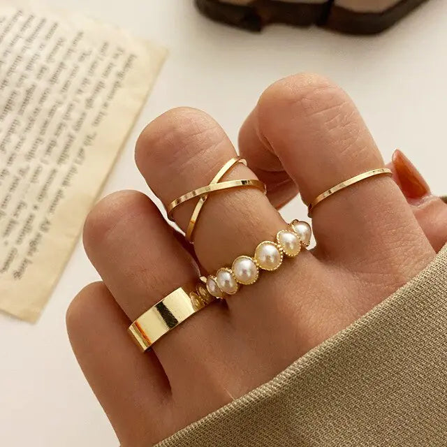 Boho Fashion Crystal Joint Ring Set