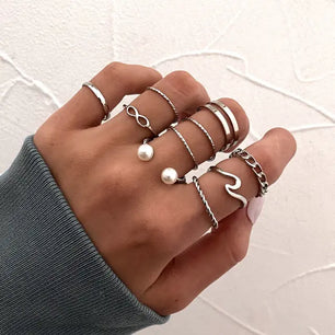 Boho Fashion Crystal Joint Ring Set