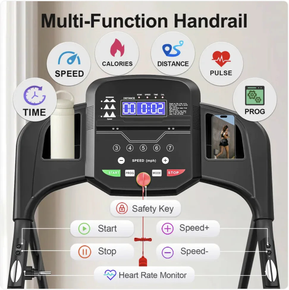 Advanced Folding Treadmill with Pulse Sensor