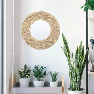 Rattan Woven Mirror Circle