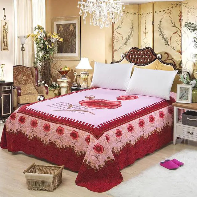 Chic Red Blossom Flowers Bed Sheet