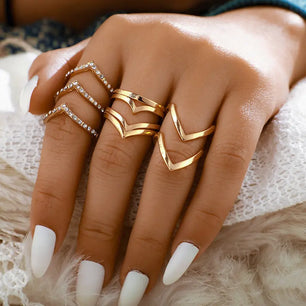 Boho Fashion Crystal Joint Ring Set