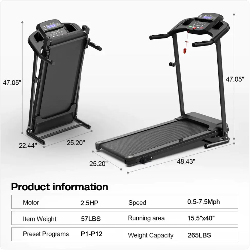 Advanced Folding Treadmill with Pulse Sensor