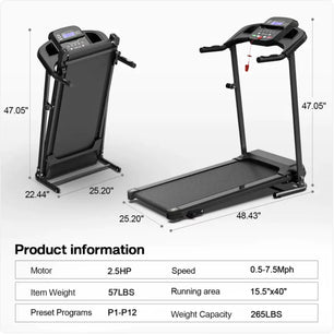 Advanced Folding Treadmill with Pulse Sensor