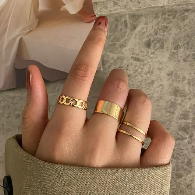 Boho Fashion Crystal Joint Ring Set