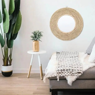 Rattan Woven Mirror Circle