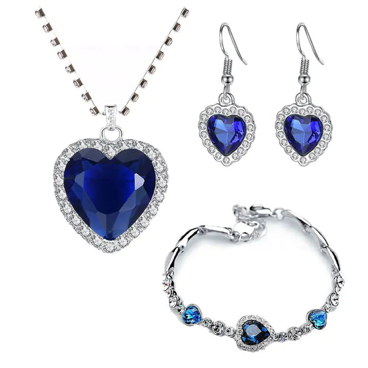 Titanic Heart of the Ocean Inspired Jewelry Set