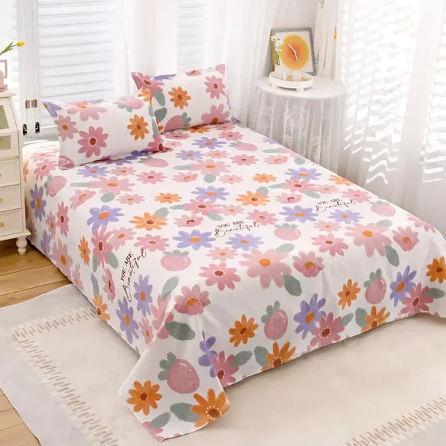 High Quality Cotton Flower Design Bed Sheet