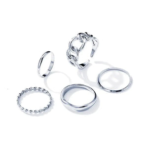 Boho Fashion Crystal Joint Ring Set