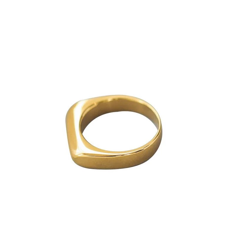 Trending Square Plain Ring: 18K Gold Plated Titanium Stainless Steel