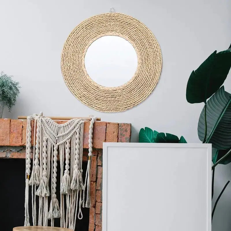 Rattan Woven Mirror Circle