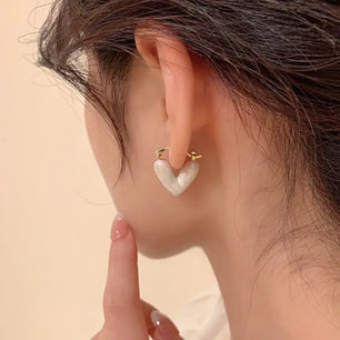 Trendy Jewelry Shiny Heart Earrings